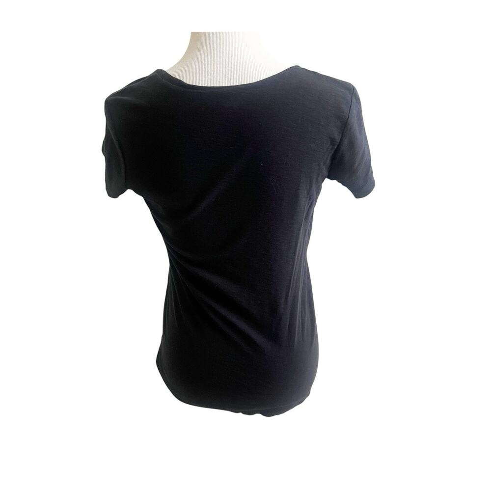 James Perse Women’s Black T-Shirt Deep Scoop Neck Size 1/Small Cotton Basics - Picture 2 of 6